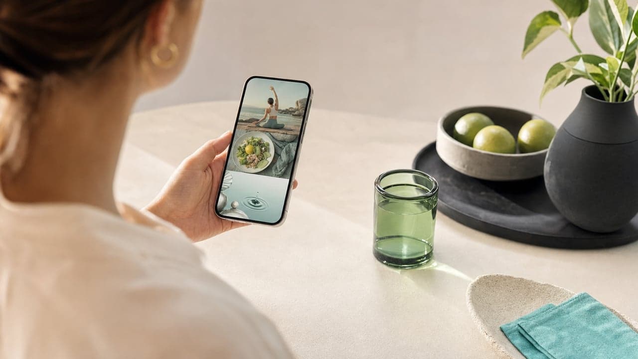 Persona revisando tendencias de bienestar en la app